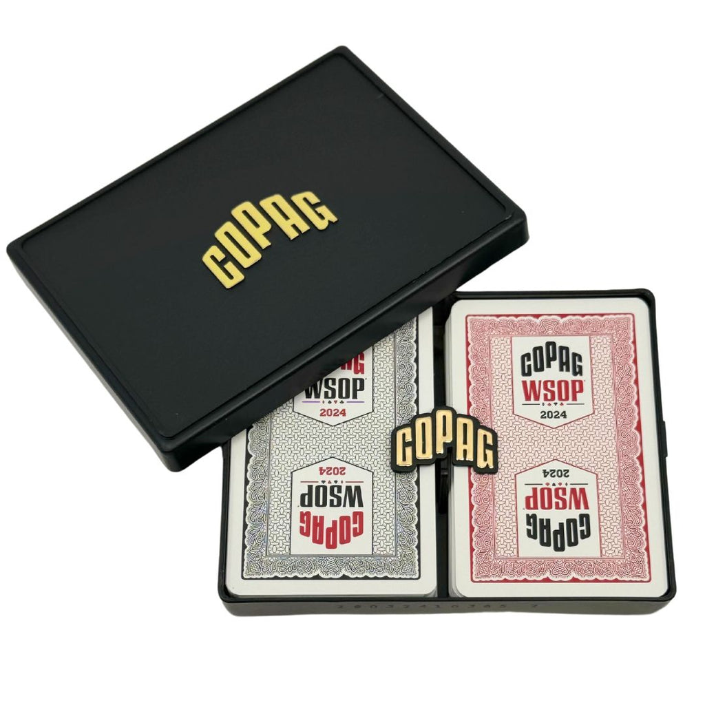 Copag WSOP 2024 Traditional Design 100% Plastic Playing Cards - Narrow Size (Bridge) Regular Index Black/Red Double Deck Set (Copy)